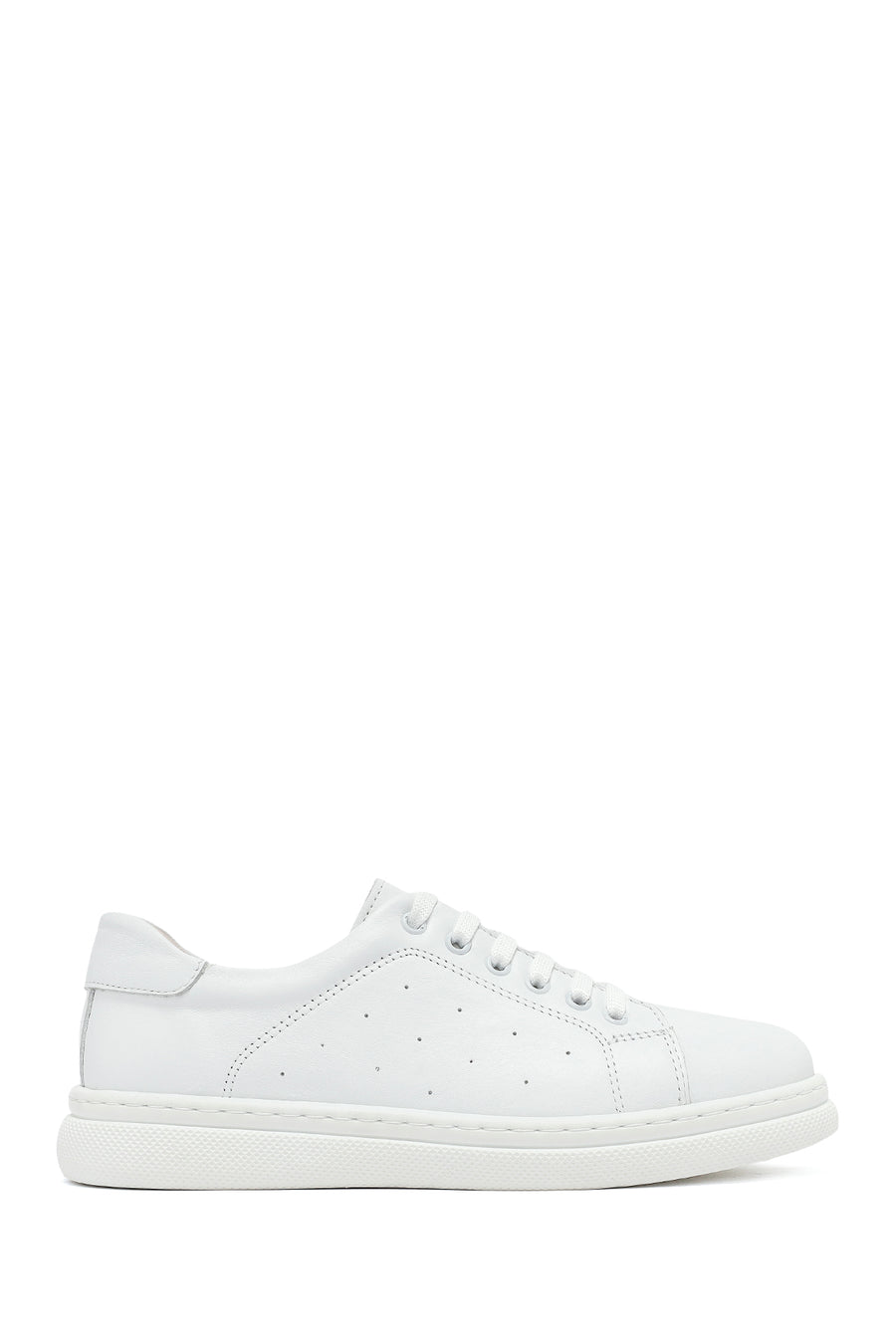 Women's White Lace-Up Leather Sneaker 25SFD500718 | Derimod
