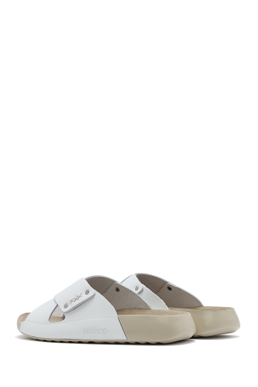 Women's White Leather Comfort Slippers