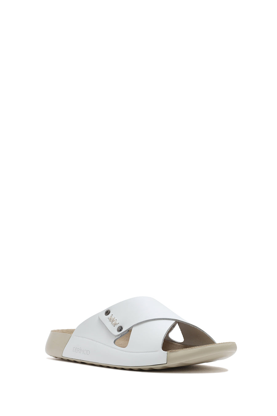 Women's White Leather Comfort Slippers