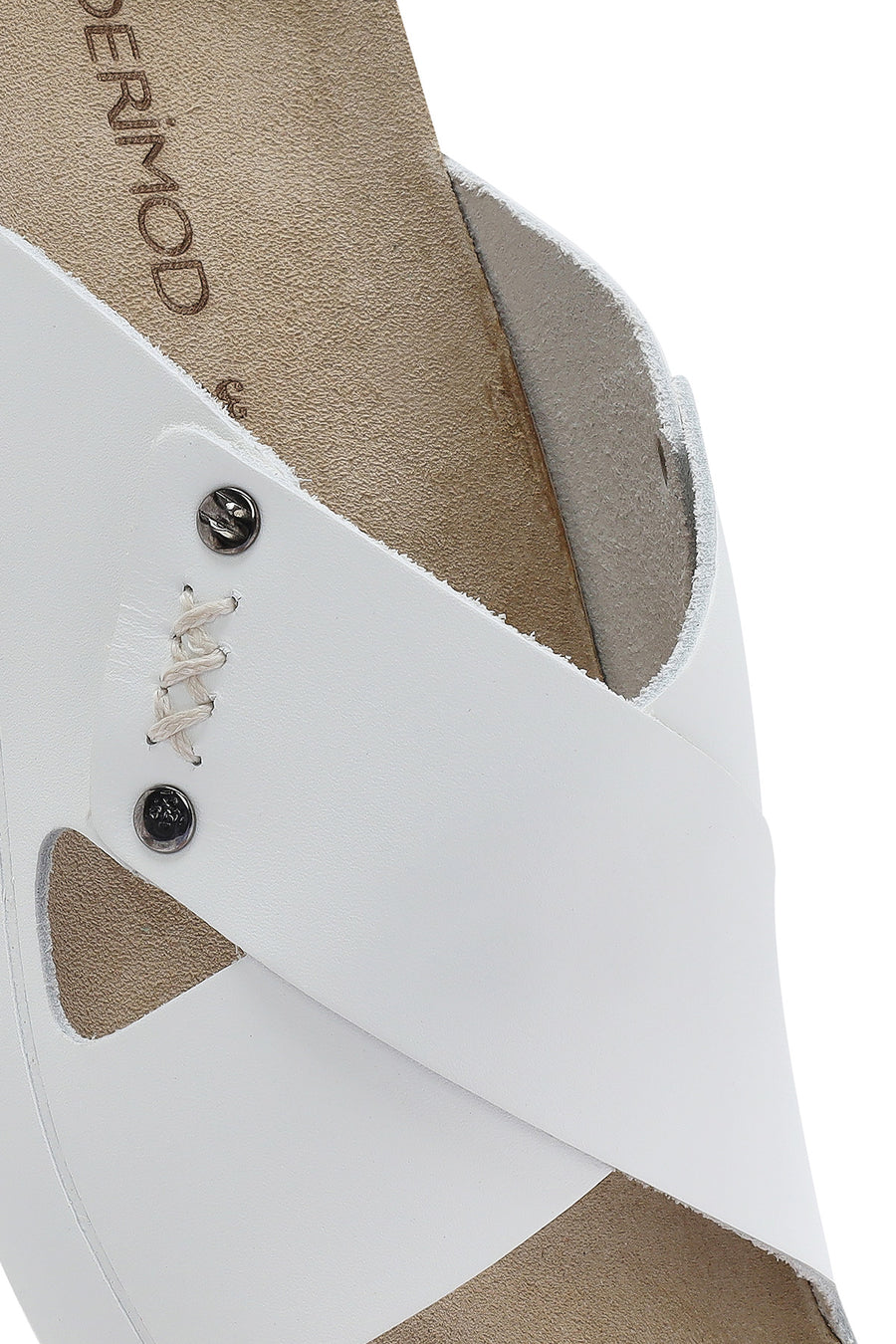 Women's White Leather Comfort Slippers