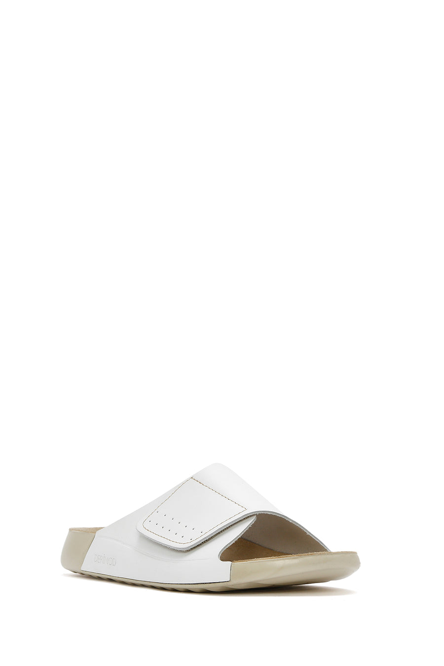 Women's White Banded Leather Comfort Slippers