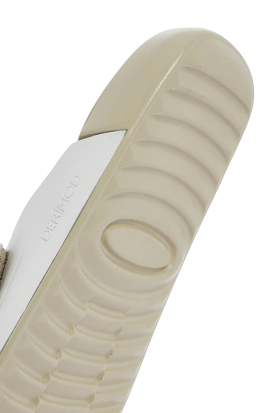 Women's White Banded Leather Comfort Slippers