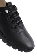 Kadın Siyah Bağcıklı Deri Sneaker | Derimod