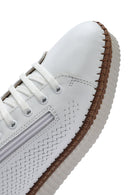 Kadın Beyaz Bağcıklı Kalın Tabanlı Deri Sneaker | Derimod