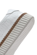 Kadın Beyaz Bağcıklı Kalın Tabanlı Deri Sneaker | Derimod