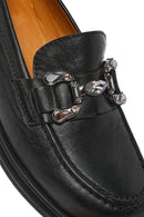 Women's Black Buckle Leather Loafer | Derimod