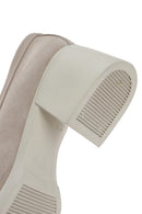 Kadın Bej Tokalı Kalın Topuklu Süet Deri Maskülen Loafer | Derimod