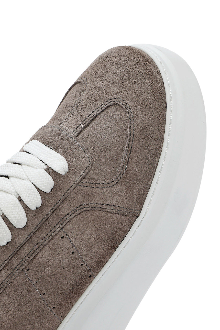 Women's Mink Lace-Up Thick-Sole Suede Leather Sneakers