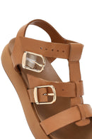 Women's Brown Buckled Thick Soled Leather Sandals | Derimod