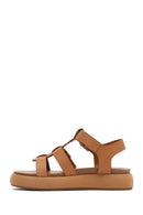 Women's Brown Buckled Thick Soled Leather Sandals | Derimod