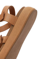 Women's Brown Buckled Thick Soled Leather Sandals | Derimod