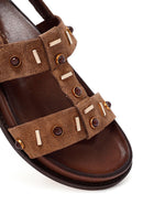 Kadın Vizon Taşlı Süet Deri Sandalet | Derimod