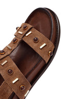 Kadın Vizon Taşlı Süet Deri Sandalet | Derimod