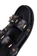 Women's Black Stoned Leather Sandals | Derimod