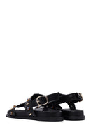 Women's Black Stoned Leather Sandals | Derimod
