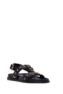 Women's Black Stoned Leather Sandals | Derimod