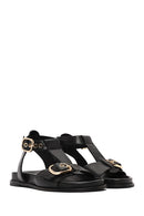 Women's Black Ankle Strap Leather Sandals | Derimod