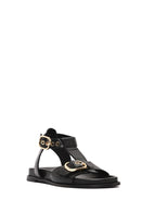 Women's Black Ankle Strap Leather Sandals | Derimod