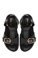 Women's Black Ankle Strap Leather Sandals | Derimod