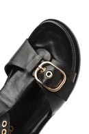 Women's Black Ankle Strap Leather Sandals | Derimod