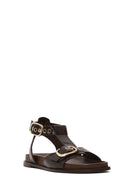 Kadın Kahverengi Bilekten Bantlı Deri Sandalet | Derimod