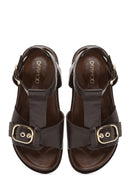 Kadın Kahverengi Bilekten Bantlı Deri Sandalet | Derimod