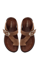 Kadın Vizon Parmak Arası Süet Deri Sandalet | Derimod