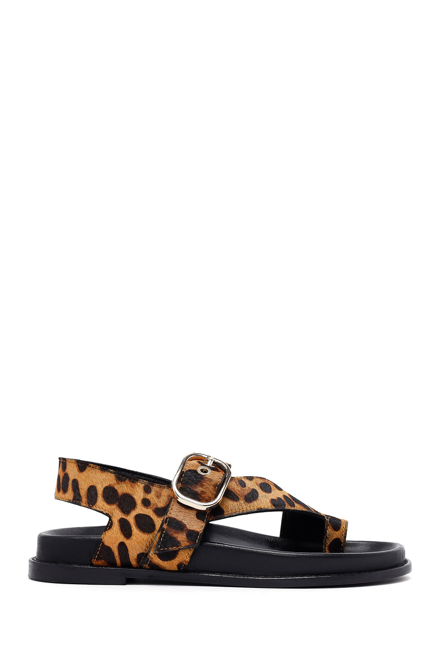 Women's Leopard Flip-Flop Leather Sandals 25SFD5513W2 | Derimod
