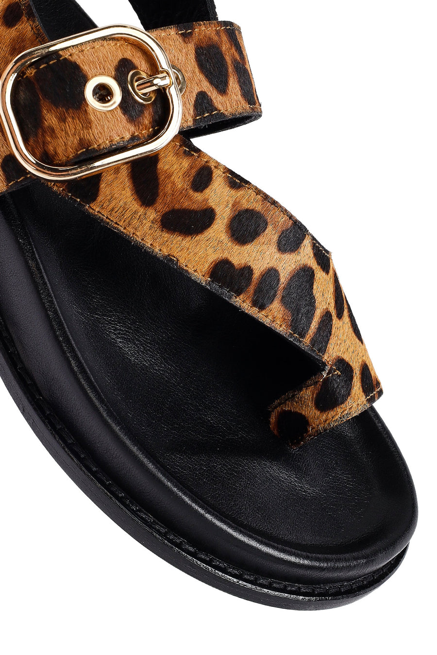Women's Leopard Flip-Flop Leather Sandals