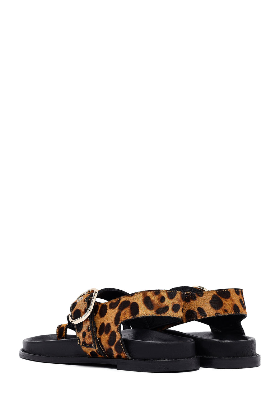Women's Leopard Flip-Flop Leather Sandals
