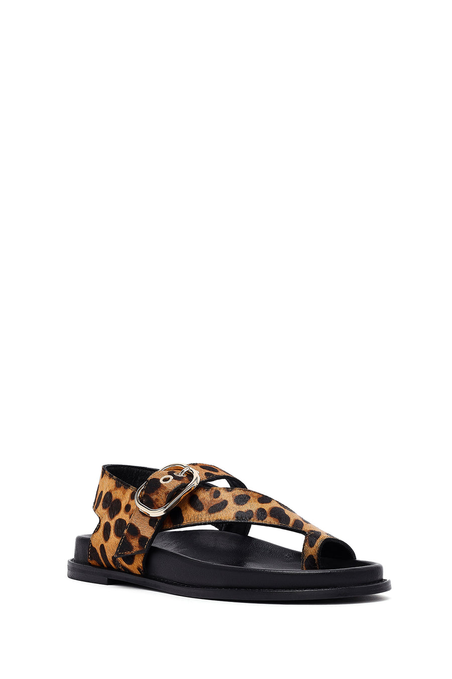 Women's Leopard Flip-Flop Leather Sandals