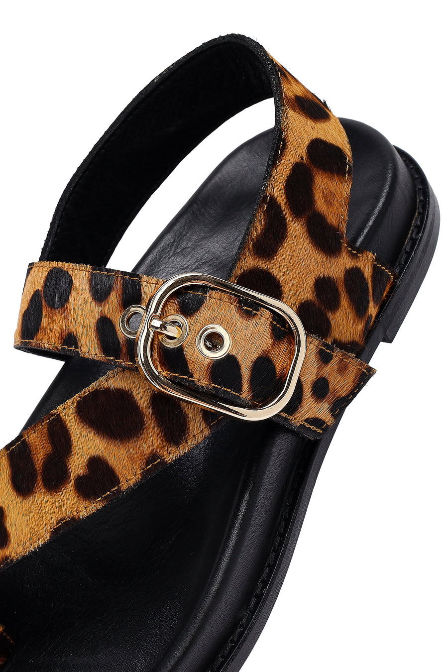Women's Leopard Flip-Flop Leather Sandals