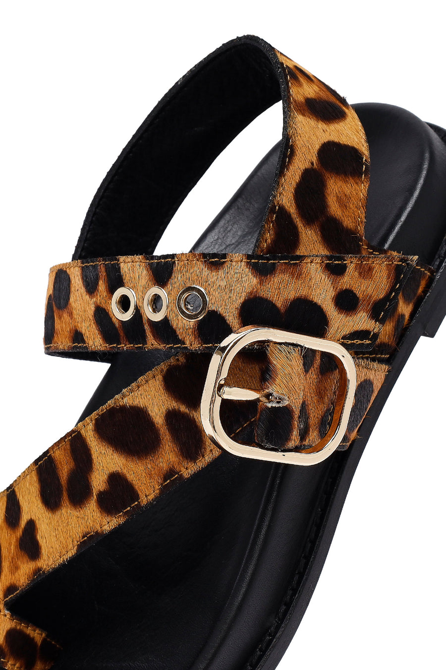 Women's Leopard Flip-Flop Leather Sandals