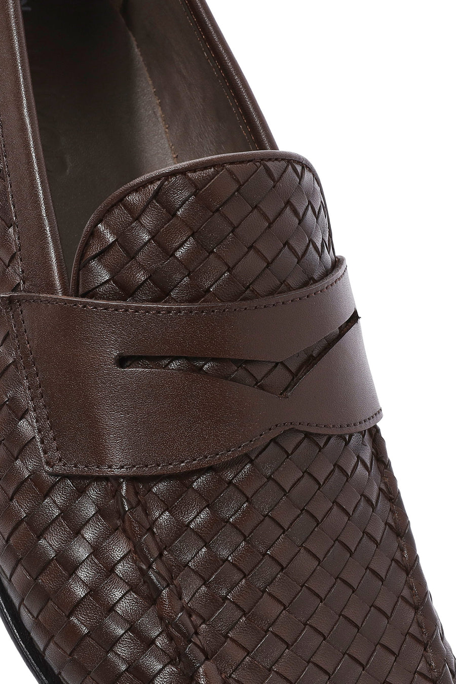 Men's Brown Knit Leather Classic Loafers