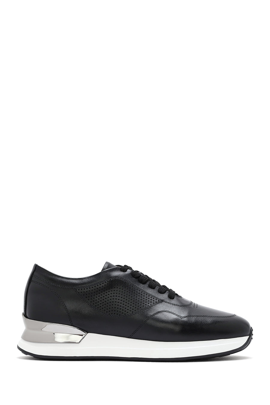 Erkek Siyah Bağcıklı Kalın Tabanlı Deri Sneaker 25SFD603718 | Derimod