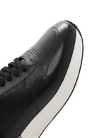 Men's Black Lace-up Thick-Sole Leather Sneaker | Derimod