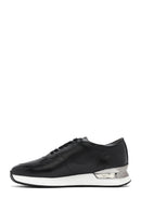 Men's Black Lace-up Thick-Sole Leather Sneaker | Derimod