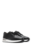 Men's Black Lace-up Thick-Sole Leather Sneaker | Derimod