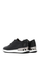 Men's Black Lace-up Thick-Sole Leather Sneaker | Derimod