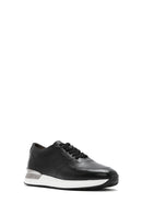 Men's Black Lace-up Thick-Sole Leather Sneaker | Derimod