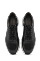 Men's Black Lace-up Thick-Sole Leather Sneaker | Derimod