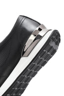 Men's Black Lace-up Thick-Sole Leather Sneaker | Derimod