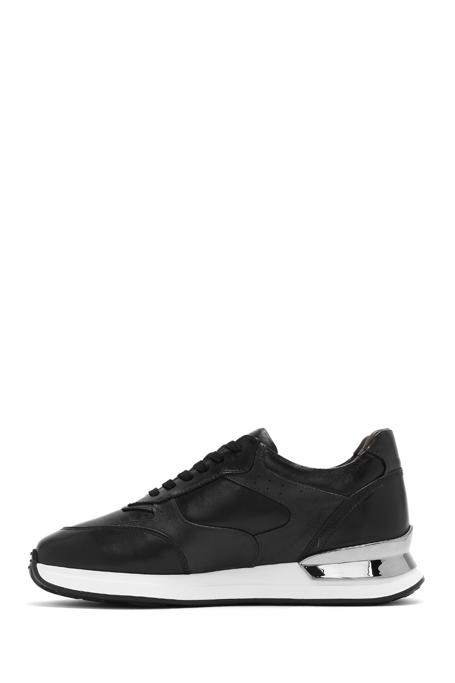Men's Black Lace-up Leather Sneaker