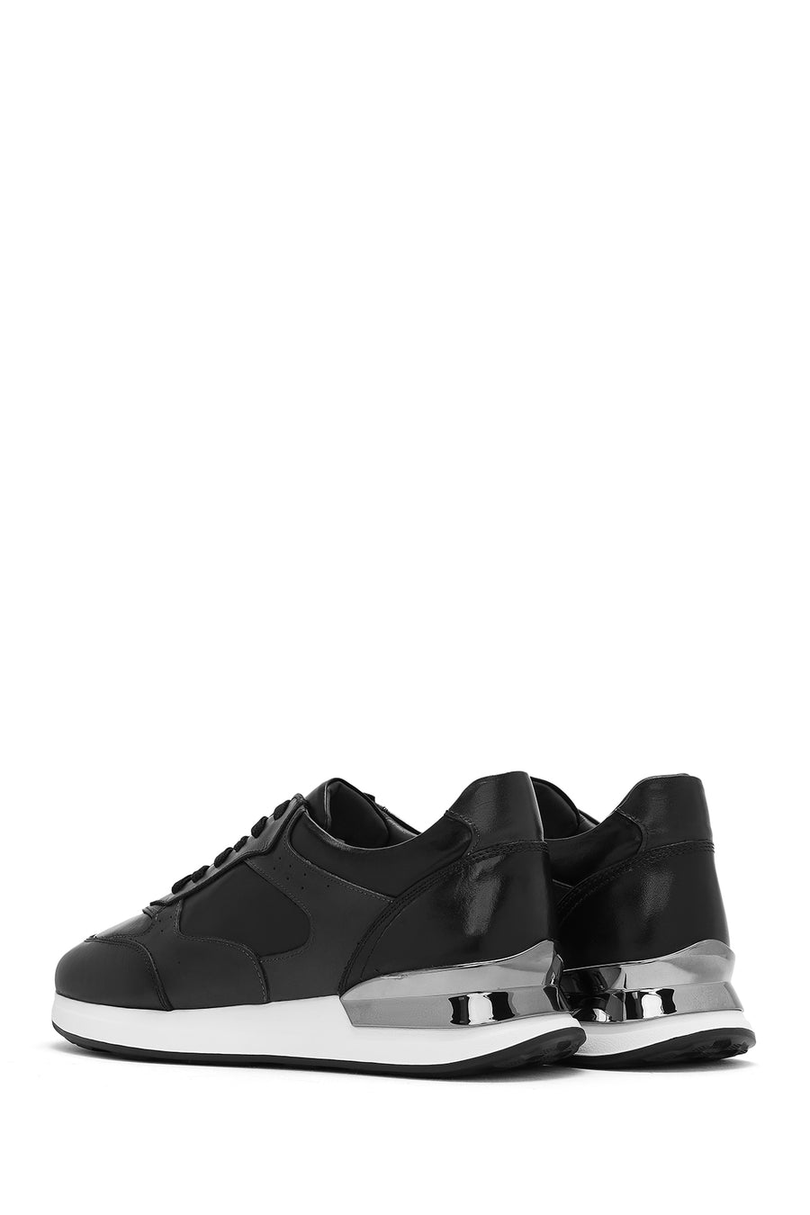 Men's Black Lace-up Leather Sneaker