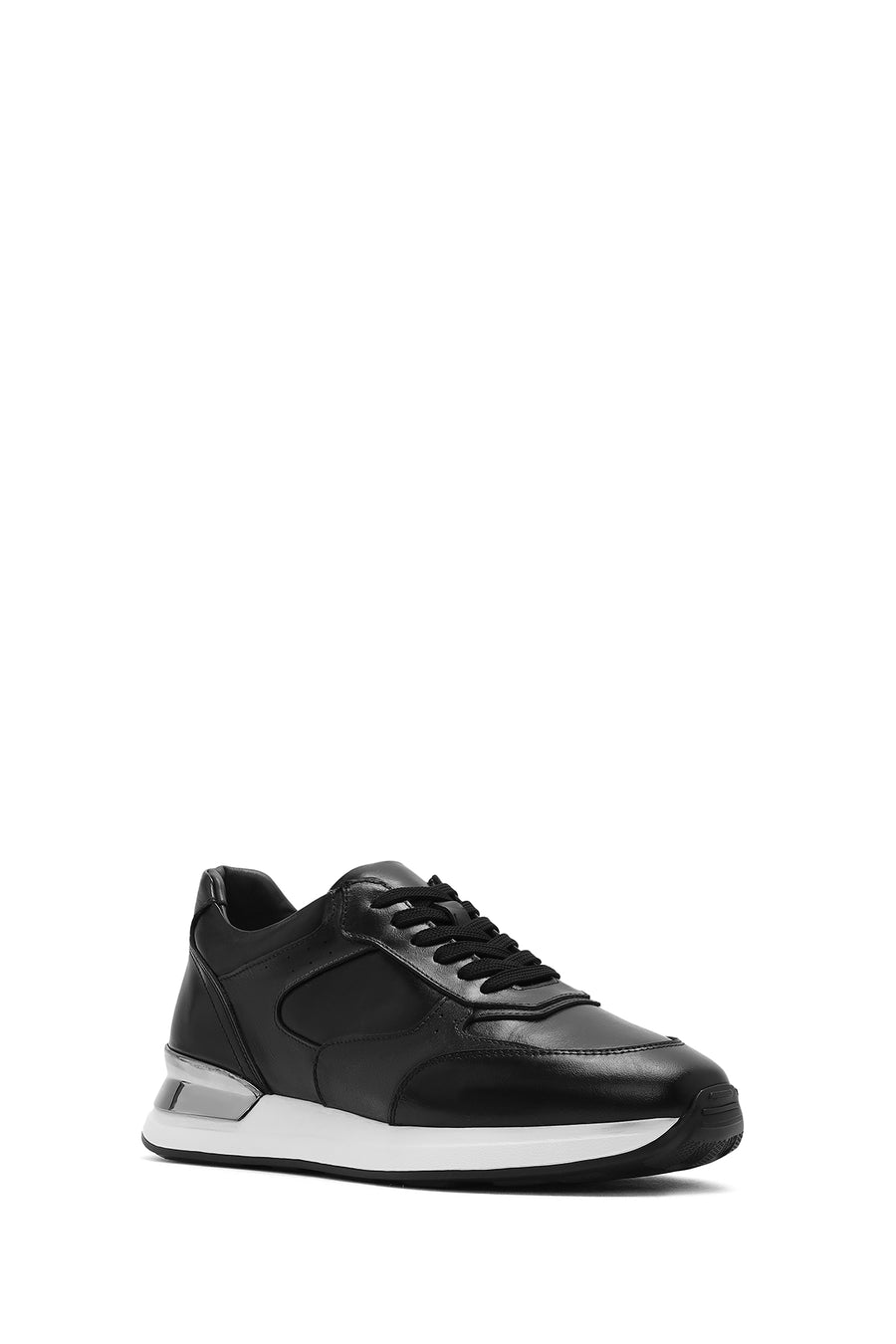 Men's Black Lace-up Leather Sneaker