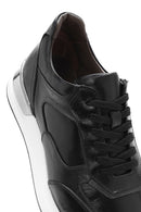 Erkek Siyah Bağcıklı Deri Sneaker | Derimod