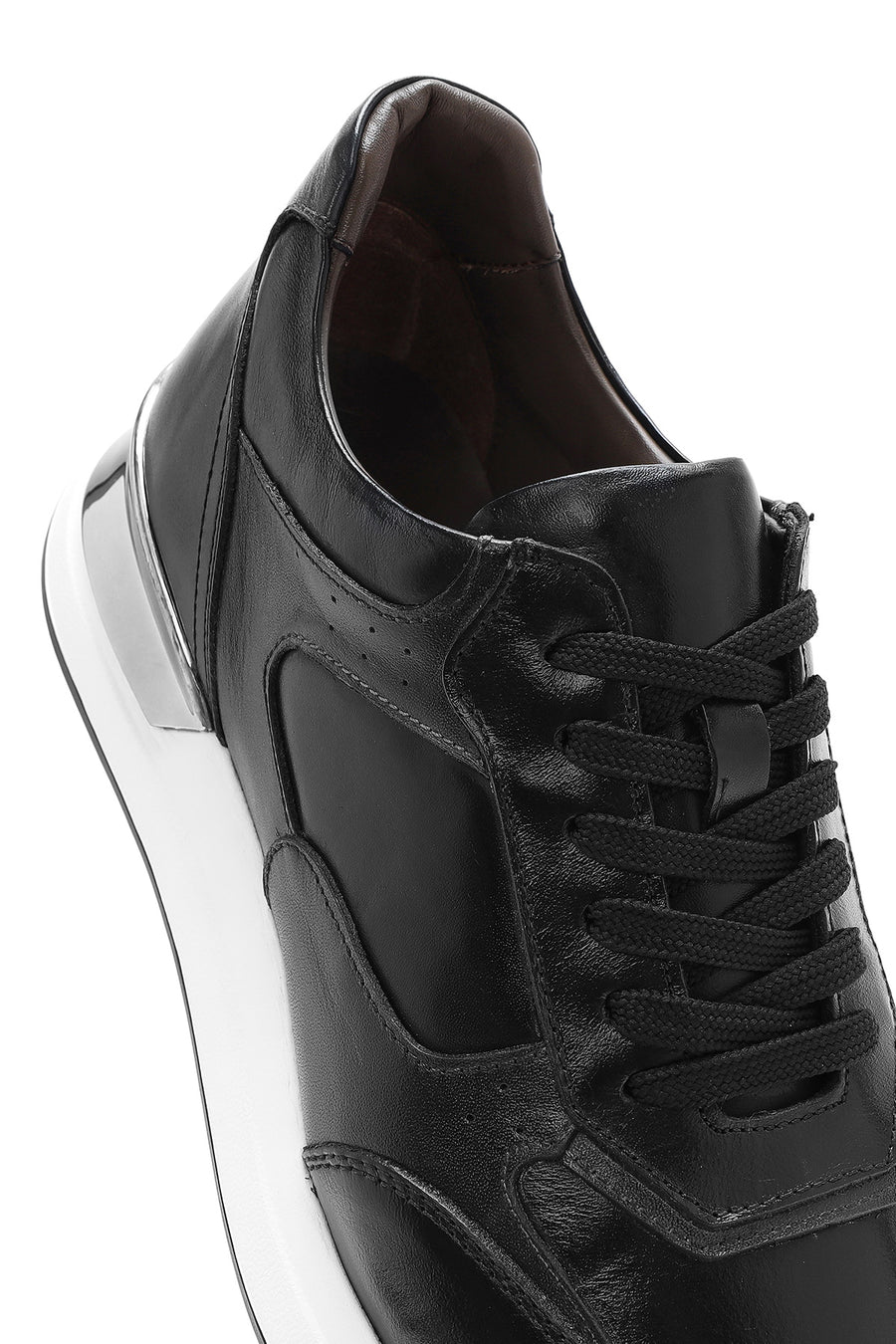 Men's Black Lace-up Leather Sneaker