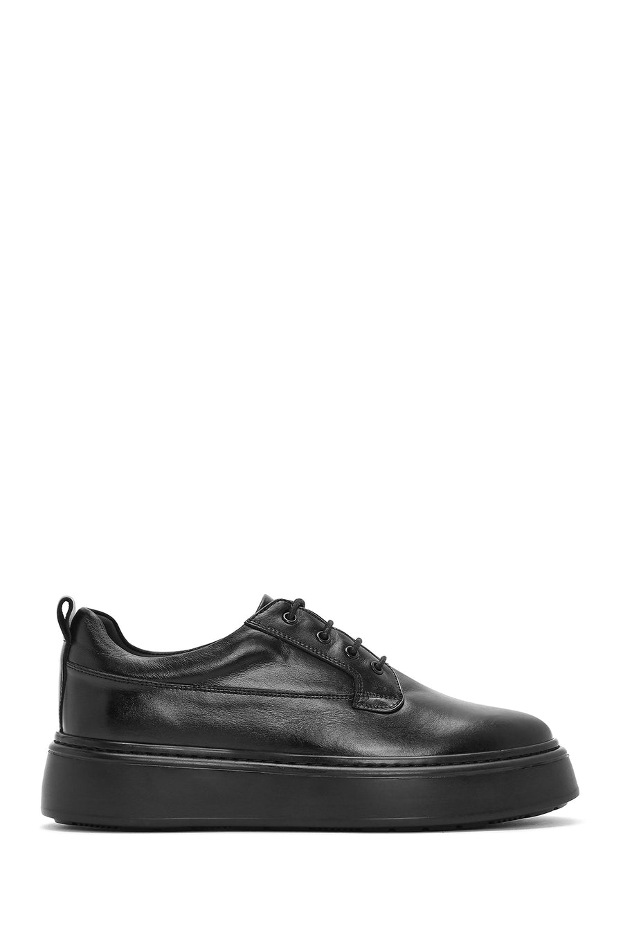 Men's Black Lace-Up Thick-Soled Leather Casual Shoes 25SFD603918 | Derimod