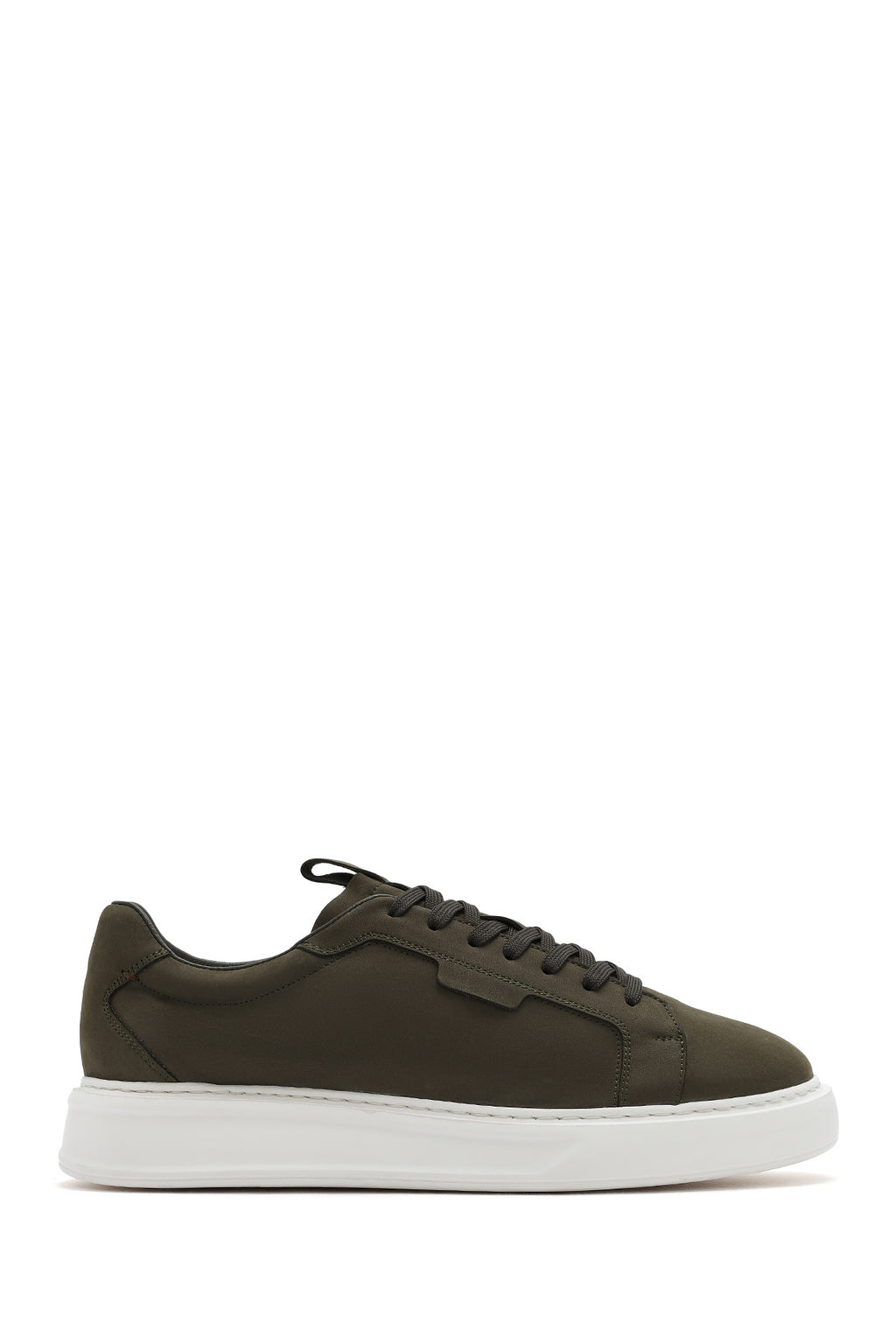 Erkek Haki Bağcıklı Nubuk Deri Sneaker