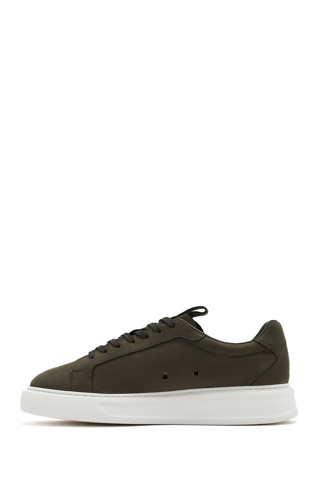Erkek Haki Bağcıklı Nubuk Deri Sneaker